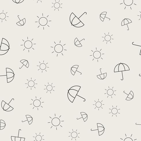 Seamless pattern background. Abstract and Classical concept. Geometric creative design stylish theme. Illustration vector. Black and white color. Umbrella and sun shape for summer holiday festival vector