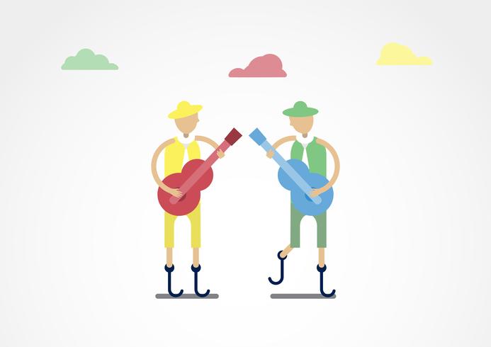 Character design of disable person that is musician with colorful cloth isolated on grey background. vector