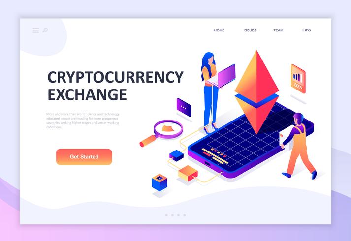 Modern flat design isometric concept of Cryptocurrency Exchange vector