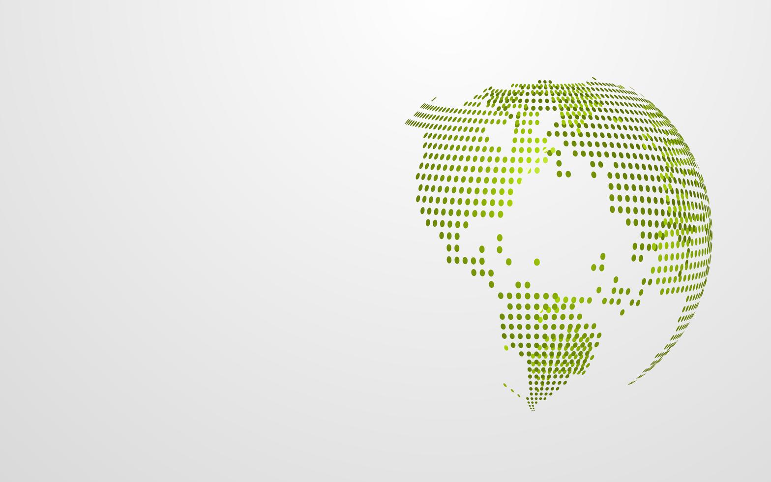 Green Eco earth abstract global dot map on white grey background
