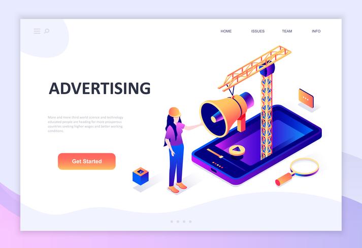 Modern flat design isometric concept of Advertising and Promotion vector