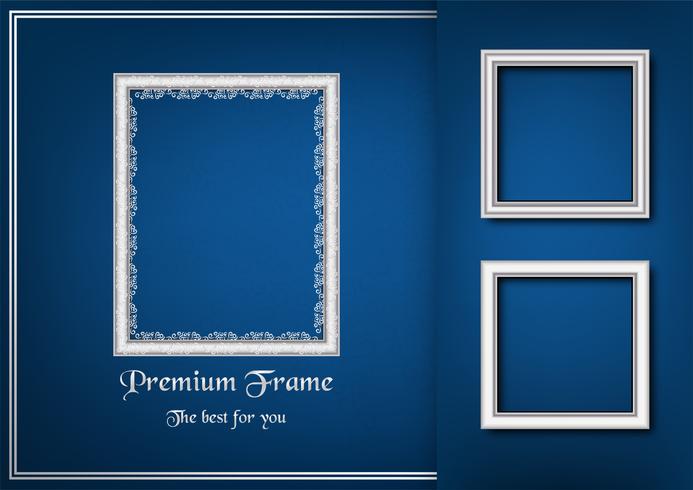 White picture frame on blue gradient background. vector