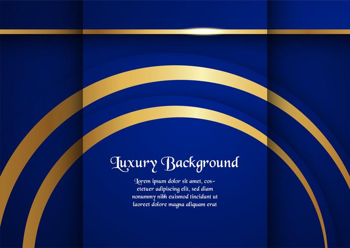 Abstract blue background in premium concept with golden border. Template design for cover, business presentation, web banner, wedding invitation and luxury packaging. vector