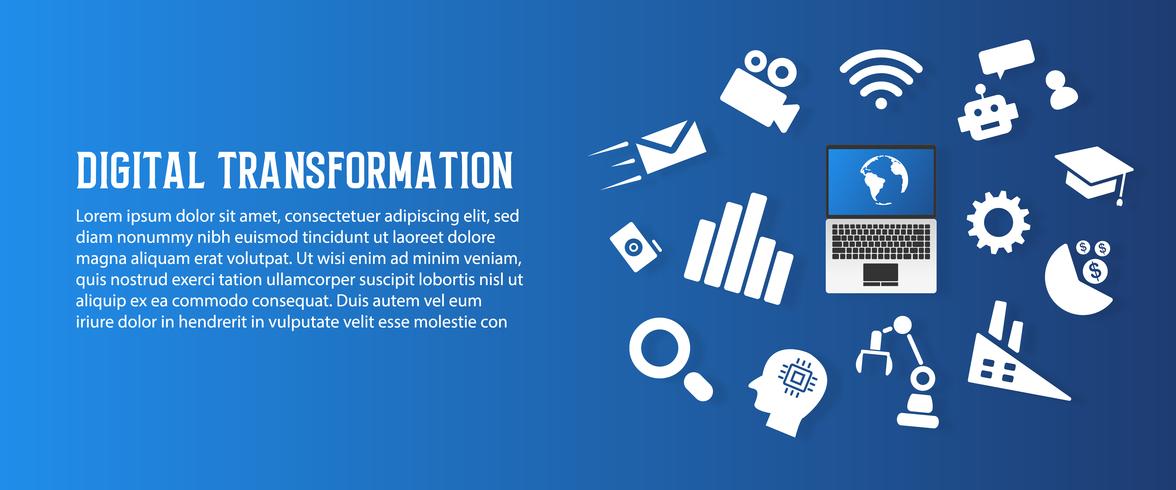 Digital transformation and new trend technology abstract paper art background. Artificial intelligence and big data concept. Business growth computer and investment industry 4.0 vector illustration