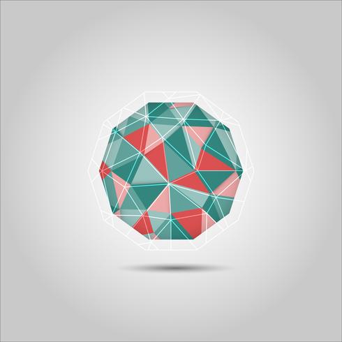 Red and green sphere polygon shape vector icon