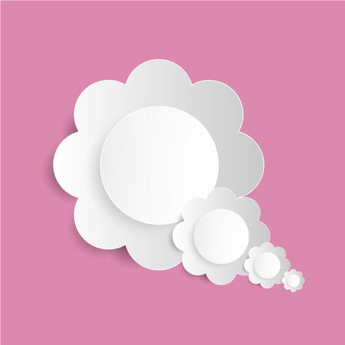 Flowers paper cut on the pink background, dream cloud vector