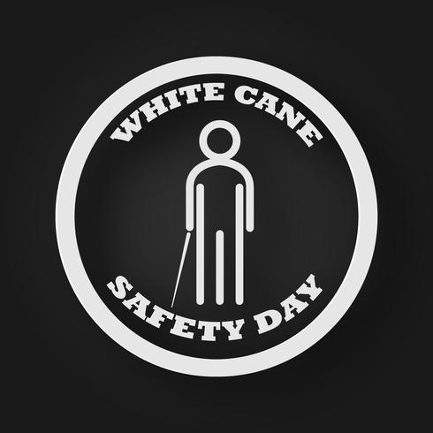 White Cane Safety Day people icon with stick as blind and disability concept. Vector illustration background