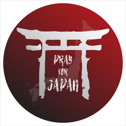 Pray for Japan. Abstract background concept. Red spot Isolated white background with Japanese map. vector