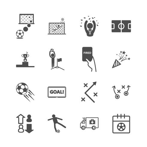 Soccer and Football icons. Sport game and Activity concept. Glyph and outlines stroke icons theme. Vector illustration graphic design collection set