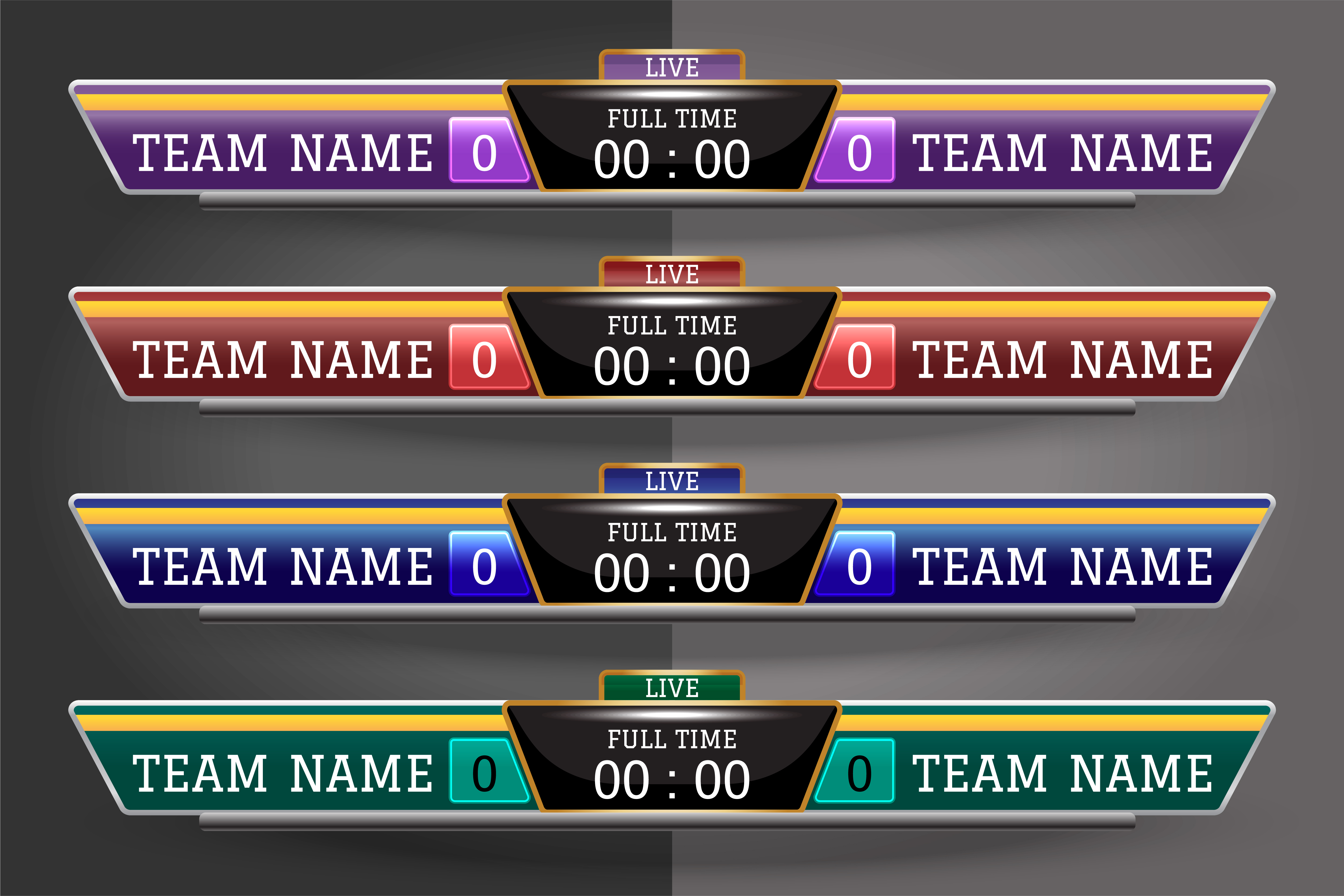 Scoreboard Digital Screen Graphic Template for Broadcasting of soccer ...