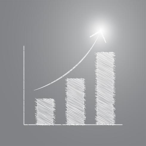 Pencil sketch Bar chart with successful light vector