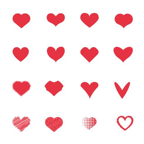 Conjunto de iconos de corazón rojo. Amor y concepto romántico. Concepto de parejas y enamorados. Tema del día de san valentín vector