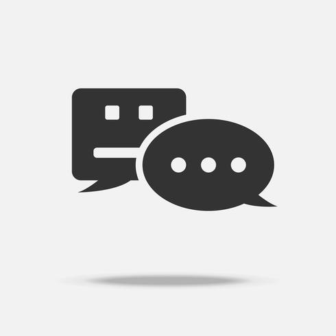 Chatbot notification bubble alert messenger icon with personal user communication technology. Push notification digital transformation system concept. Black white flat design symbol graphic vector