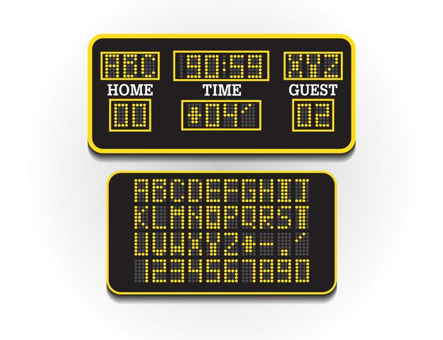 Digital score board for sport information. Illustration vector. Scoreboard of football or soccer. Large digital billboard of stadium concept. vector