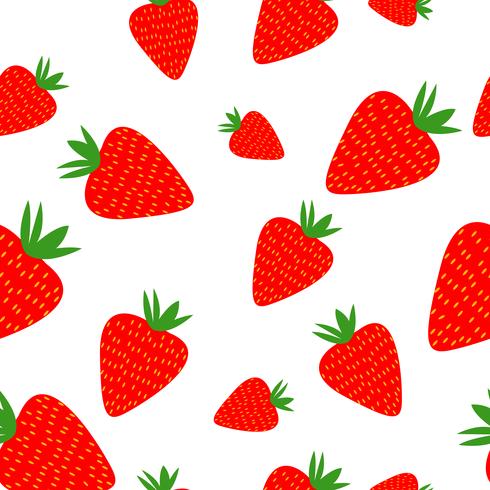 Strawberries seamless pattern on the white background vector
