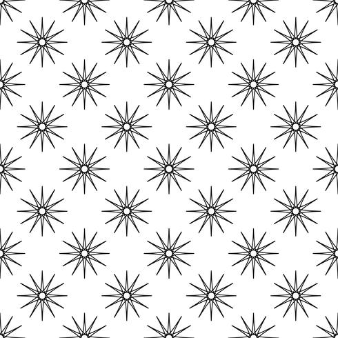 Patrón de fondo sin fisuras Concepto abstracto y clásico. Tema elegante diseño creativo geométrico. Ilustración vectorial Color blanco y negro. Copo de nieve con forma de estrella de hielo y escarcha para el día de Navidad vector