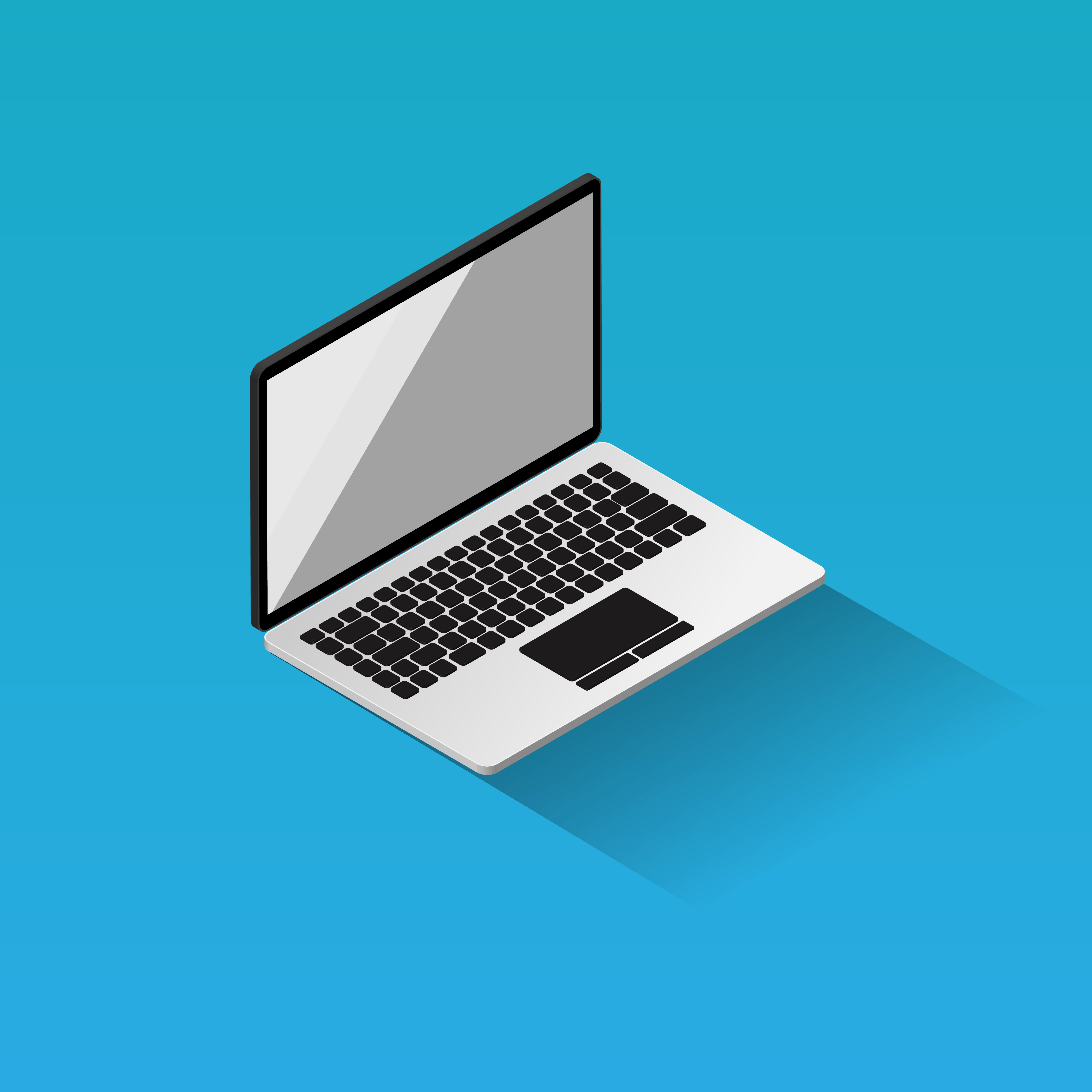 Download Isometric Laptop Flat design vector icon on Blue ...