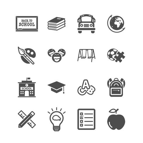 Education icons. Back to school and learning of kids concept. Glyph and outlines stroke icons theme. Sign and Symbol theme. Vector illustration graphic design collection set.