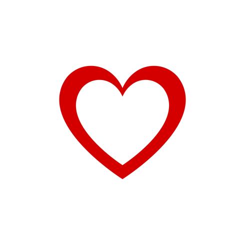 Icono rojo del vector del diseño gráfico del corazón. Día de San Valentín y el concepto de los amantes. Tema de doble corazon