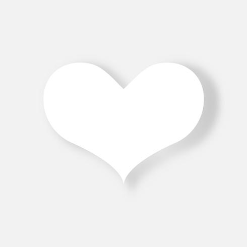 Corazón blanco sobre fondo blanco. Día de San Valentín y el amor del concepto de pareja. Tema del arte de papel digital. vector