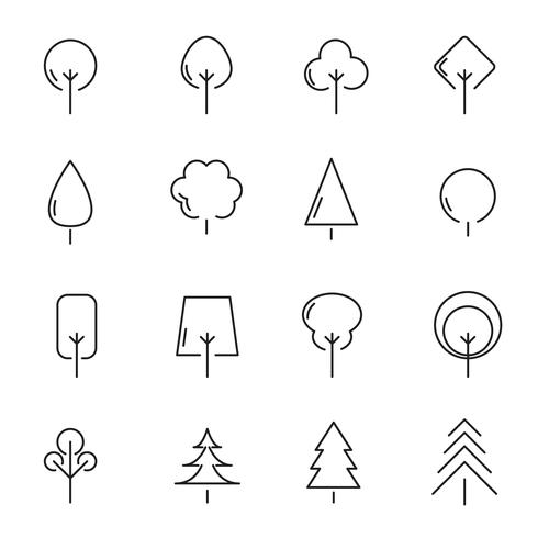 Tree and plant icon set vector. Sign and symbol concept. Nature and Environment concept. Thin line icon theme. White isolated background. Illustration vector. vector