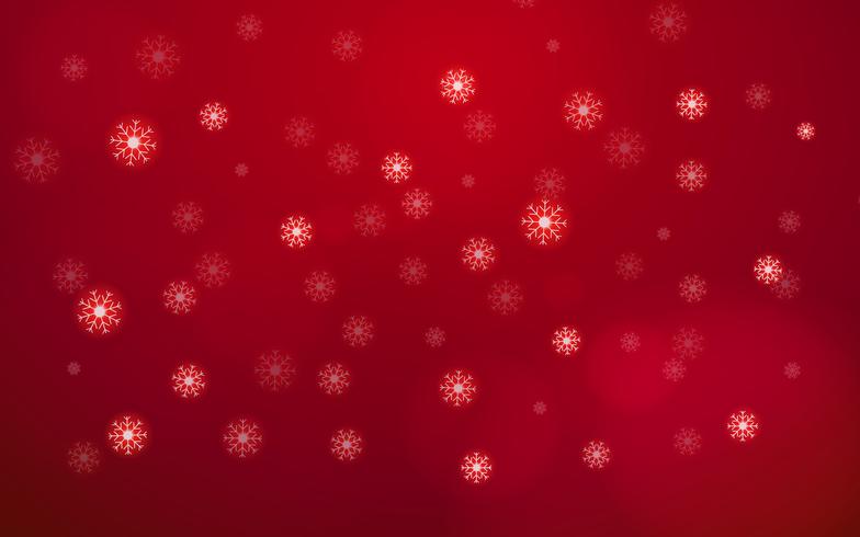 Escama blanca abstracta de la nieve que cae del cielo en fondo rojo. Feliz Navidad y feliz año nuevo concepto de día. Tema hermoso del elemento del brillo de la tarjeta de la decoración de Navidad. Día de fiesta mundial y tema estacional. vector