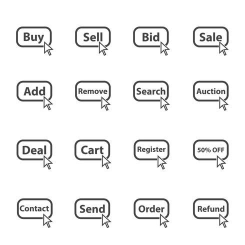 Online shopping button icon set. illustration vector. Internet and Connection theme. vector