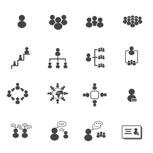 People in workplace icons set on Isolated white background. Officer and Boss concept. Leader and Follower concept. Illustration vector