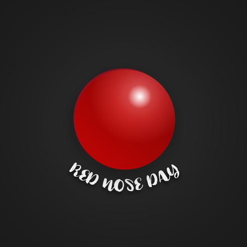 Red nose day on isolated black background. Holiday and Wallpaper concept vector