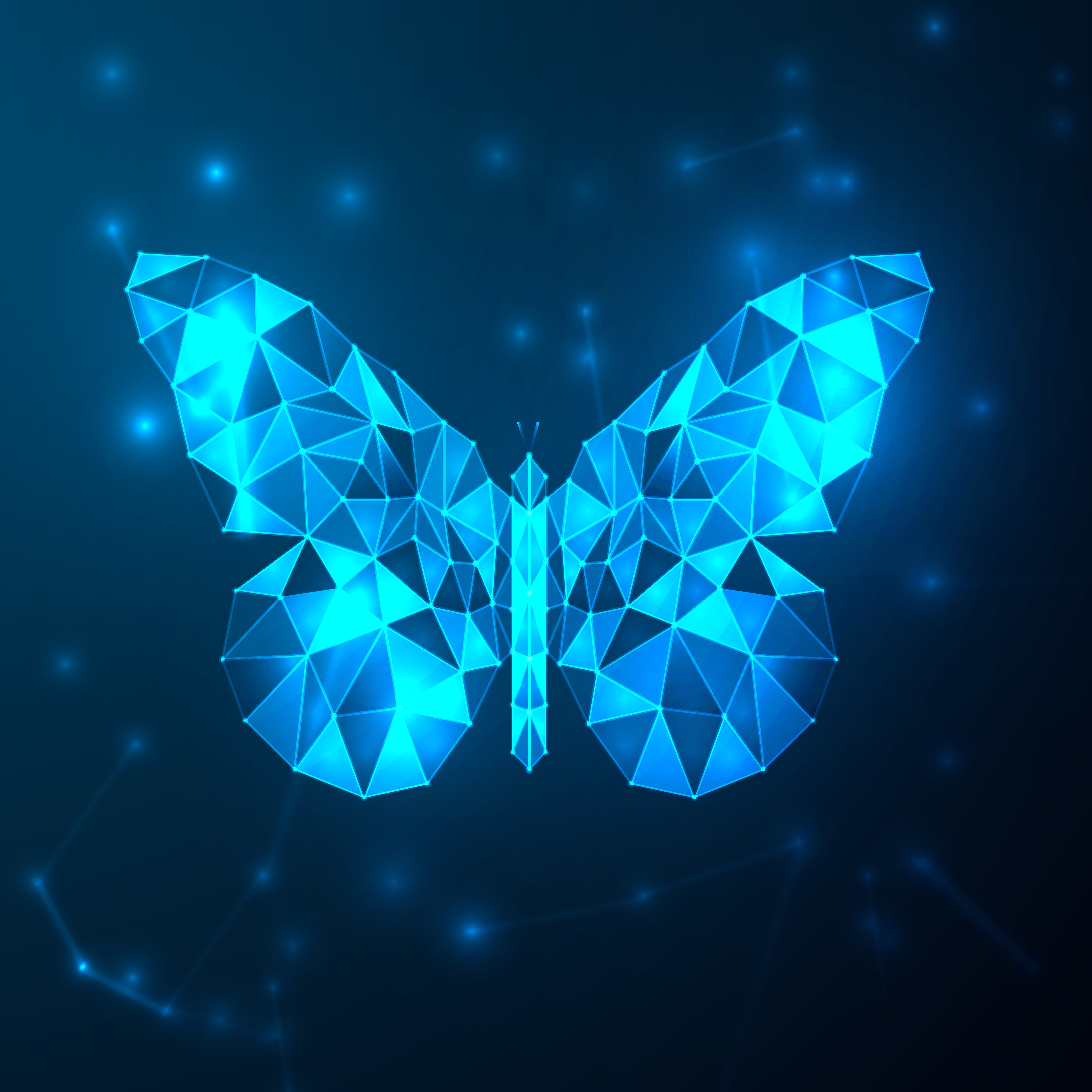 Abstract blue futuristic butterfly low polygon. Technology with polygonal  shapes on dark blue background. Wallpaper and logo concept. Molecules and  Network connection node theme. Vector Illustration. 544168 Vector Art at  Vecteezy