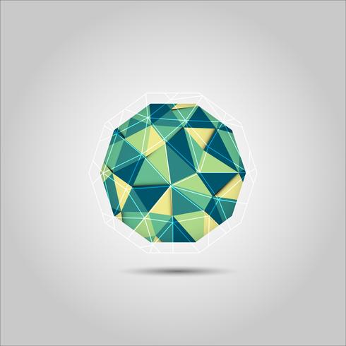 Green and Yellow sphere mosiac polygon shape vector icon