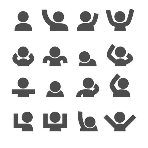 People icons. Mood and Gesture concept. Glyph and outlines stroke icons theme. Vector illustration graphic design collection set