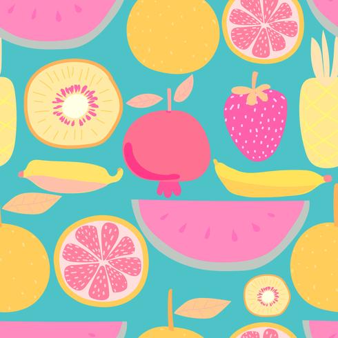 Patrón sin fisuras con el fondo de la fruta. Ilustraciones de vectores para el diseño de papel de regalo.