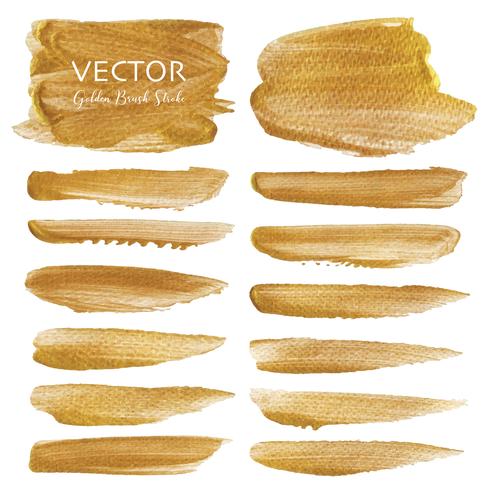 Golden vector brush stroke, Gold texture paint stain, Vector illustration.