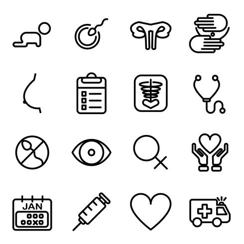 Infertility of woman icons. Medical and Healthcare concept. Thin line icon and outline stroke theme. Pictogram theme. vector