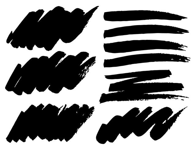 Set of brush strokes, Black ink grunge brush strokes. Vector illustration.