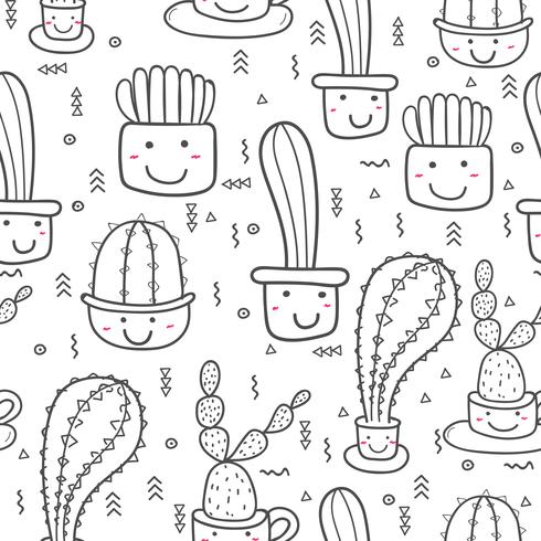 Cute seamless cactus pattern background. Vector illustrations for gift wrap design.