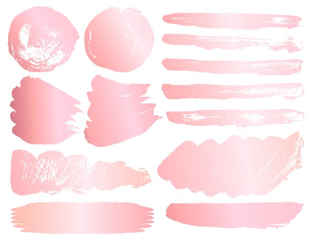 Set of brush stroke, Pink gold grunge brush strokes. Vector illustration.	
