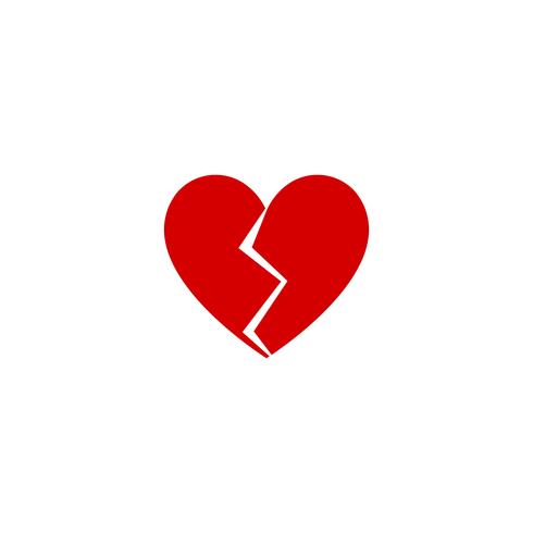 Vector de icono de diseño plano roto corazón