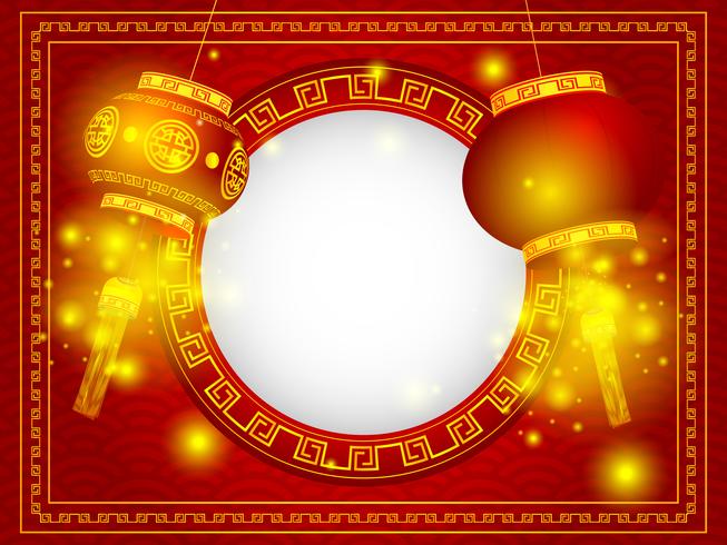 chinese happy new year with lantern vector