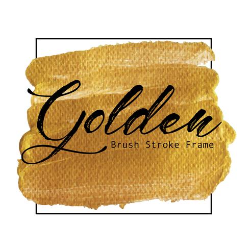 Golden brush stroke frame, Gold texture paint stain, Vector illustration.