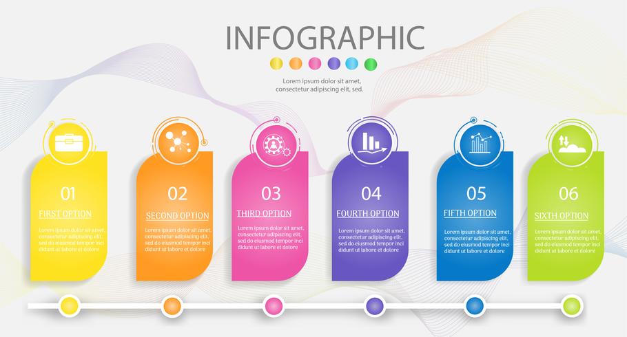 Diseñe el elemento infographic del gráfico de los pasos de la plantilla 6 del negocio con la fecha para las presentaciones, vector EPS10 del lugar.