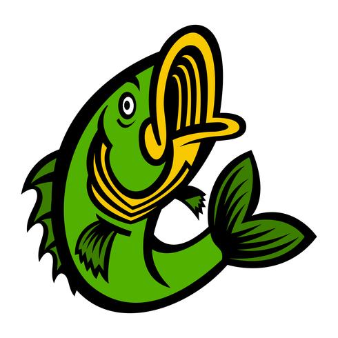 Jumping Bass Fish vector icon