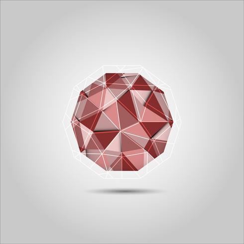 Icono de vector de forma de esfera de polígono rojo