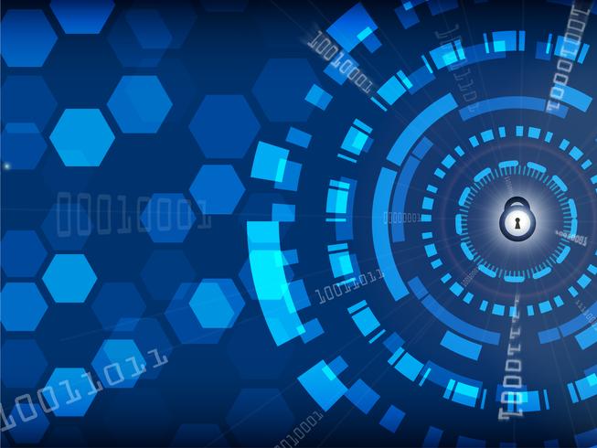 Blue Cyber Security Background with lock and digital, Technology and Information concept vector