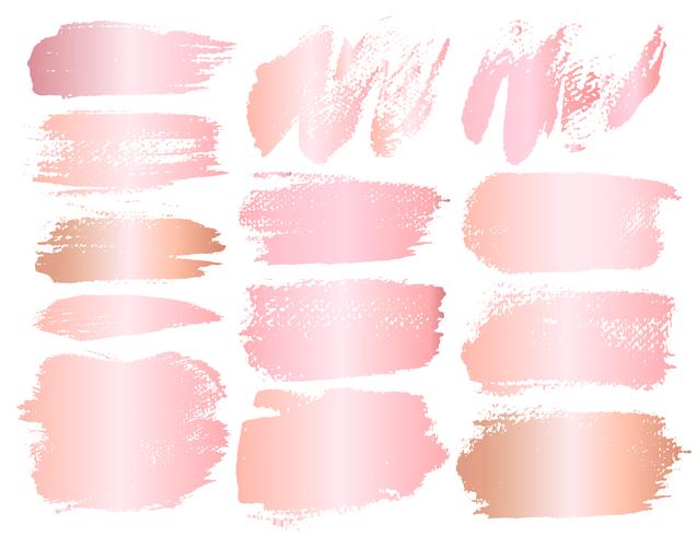 Set of brush stroke, Pink gold grunge brush strokes. Vector illustration.	
