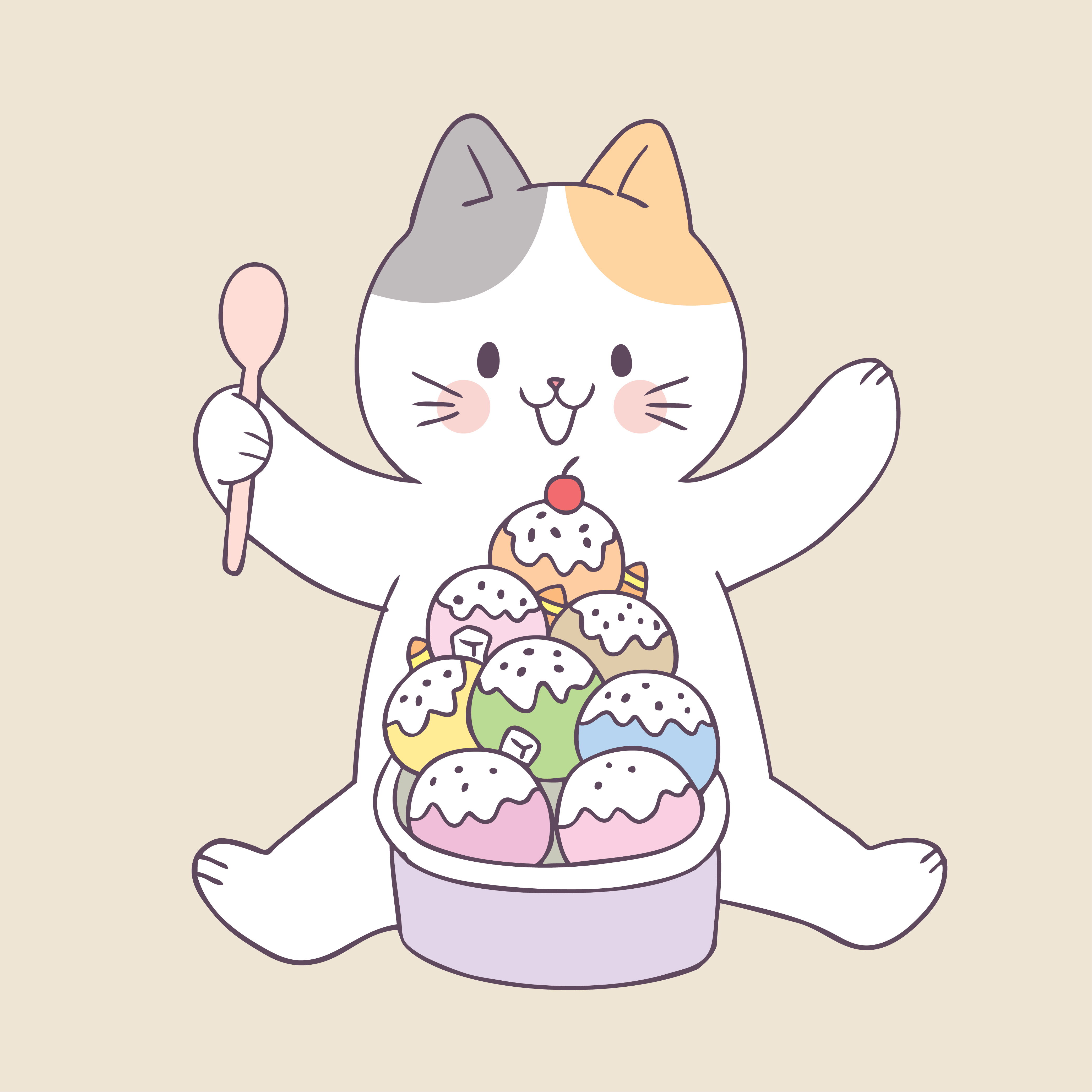 Котик с мороженым