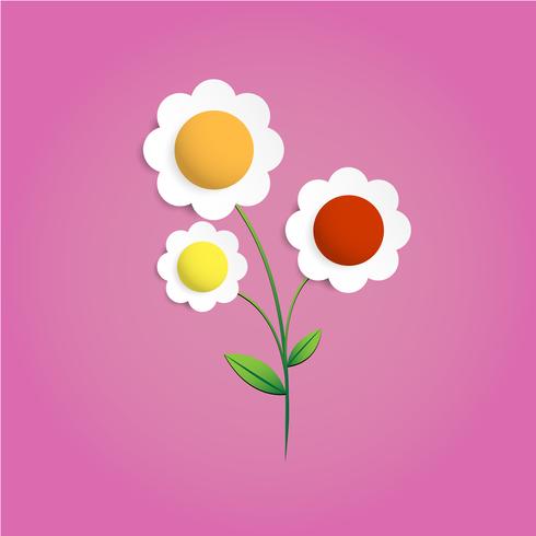 Multicolors flower papercut vector