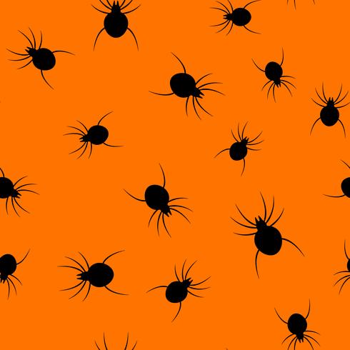 Seamless Halloween spider paper art pattern background. Orange color for happy Halloween day decorating card and gift wrapping concept. Spooky bug graphic design vector