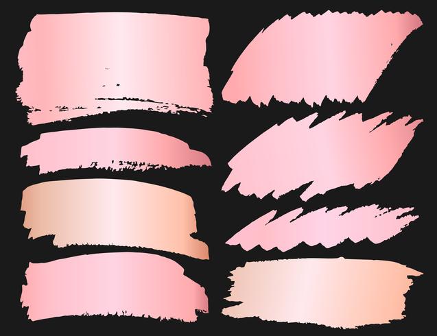 Set of brush stroke, Pink gold grunge brush strokes. Vector illustration.	
